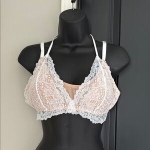 Lace Bralette in White and Nude